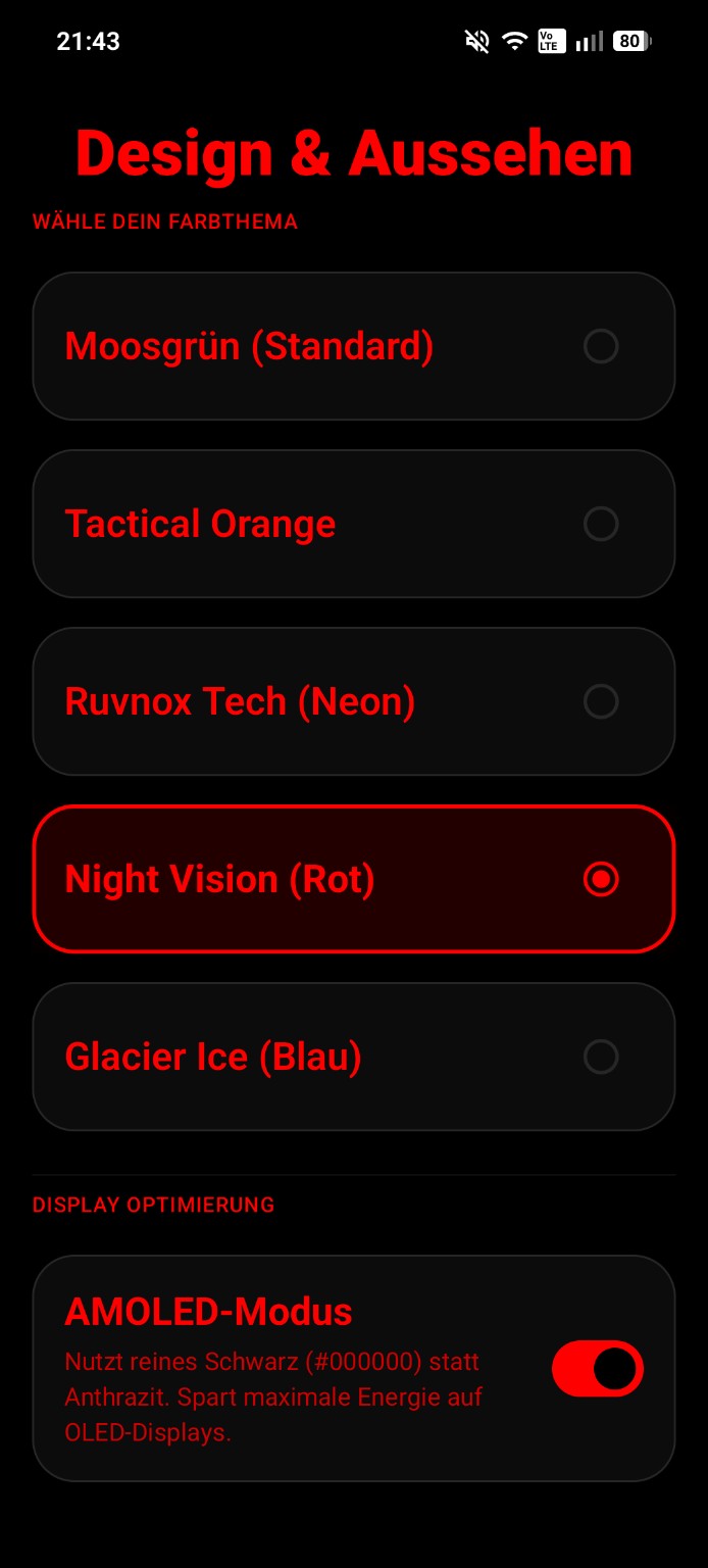Night Vision mit AMOLED-Modus